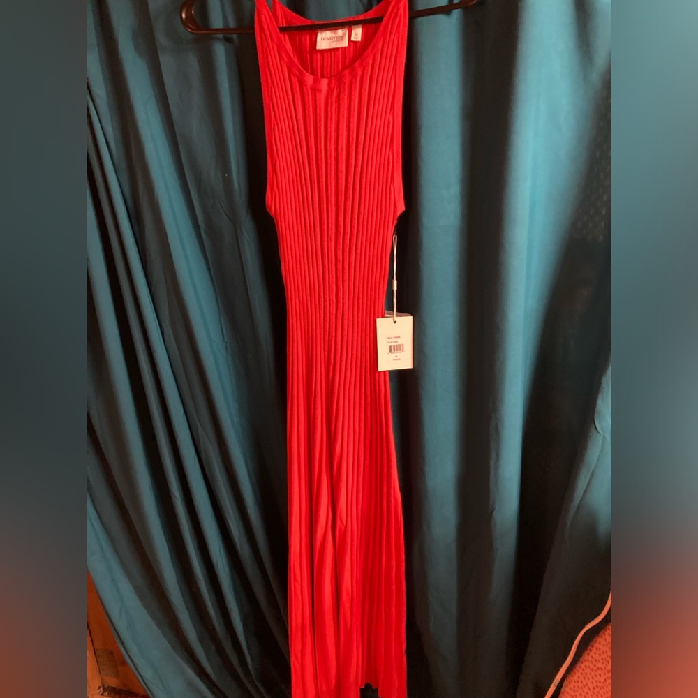 Cyrus Red Pleated Halter Maxi Dress